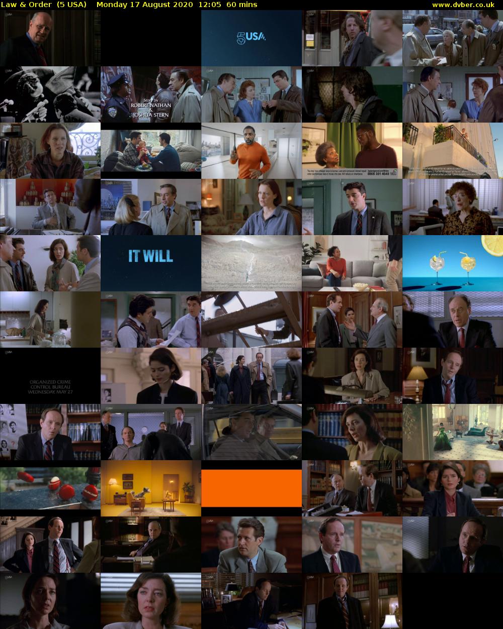 Law & Order  (5 USA) Monday 17 August 2020 12:05 - 13:05