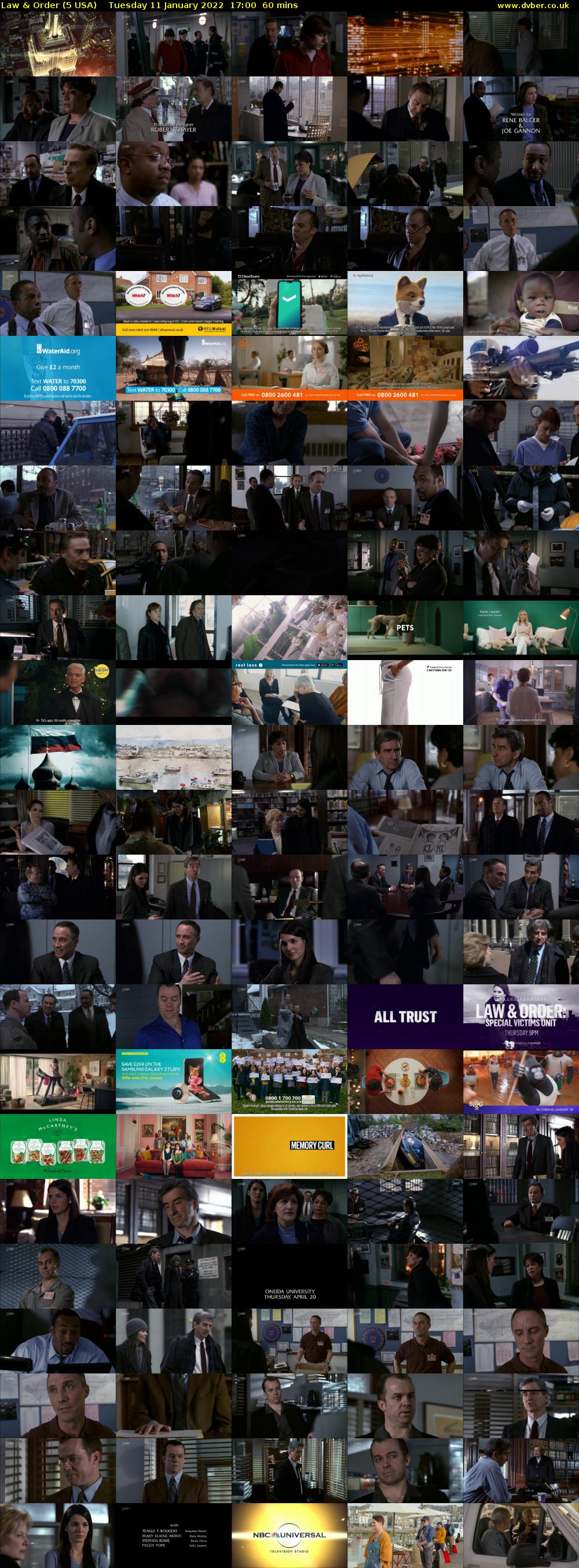 Law & Order (5 USA) Tuesday 11 January 2022 17:00 - 18:00