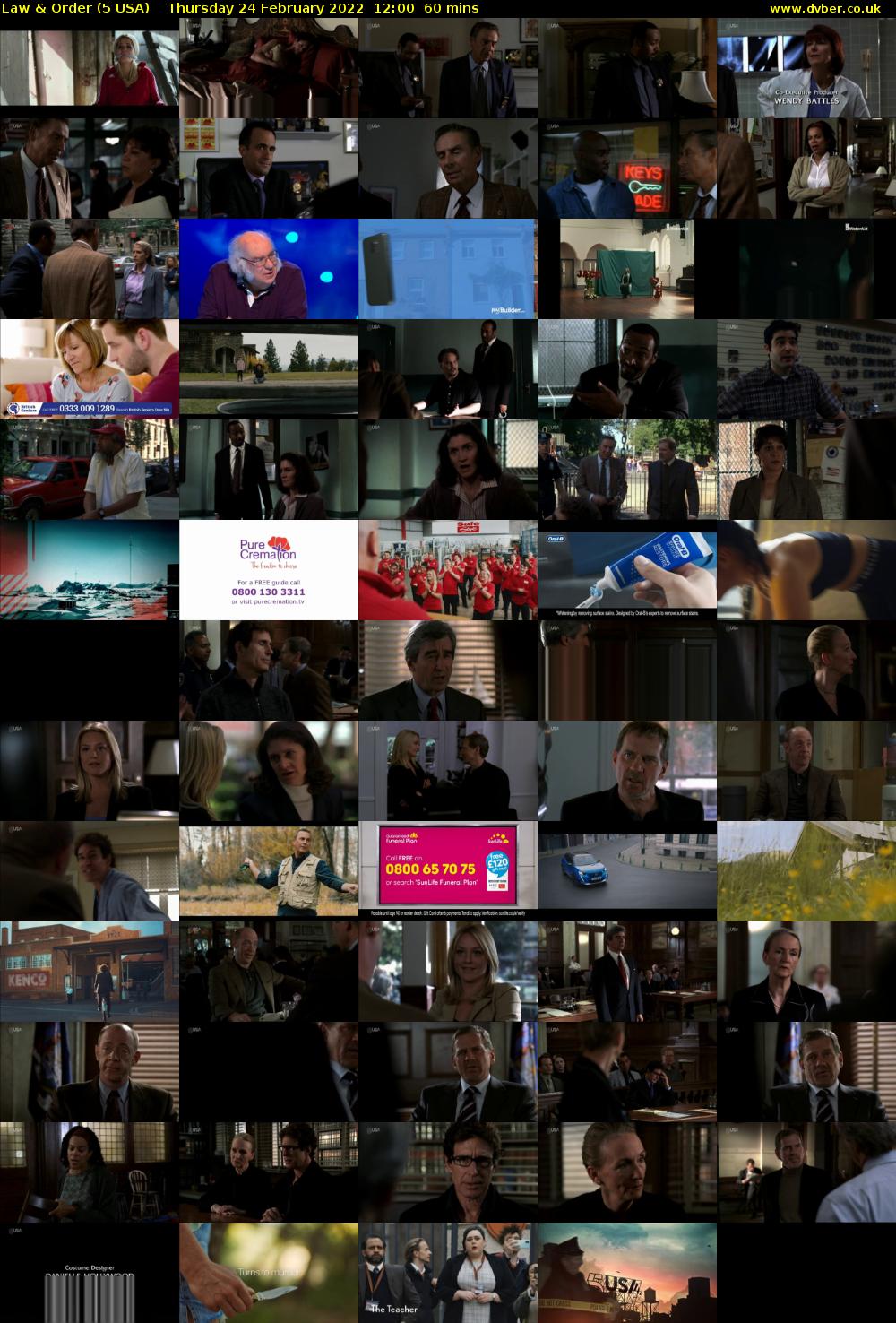 Law & Order (5 USA) Thursday 24 February 2022 12:00 - 13:00
