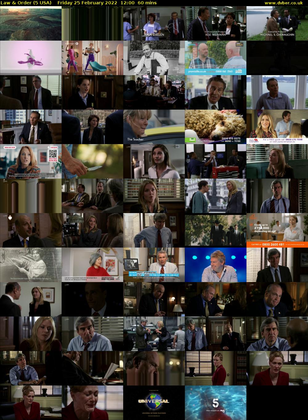 Law & Order (5 USA) Friday 25 February 2022 12:00 - 13:00