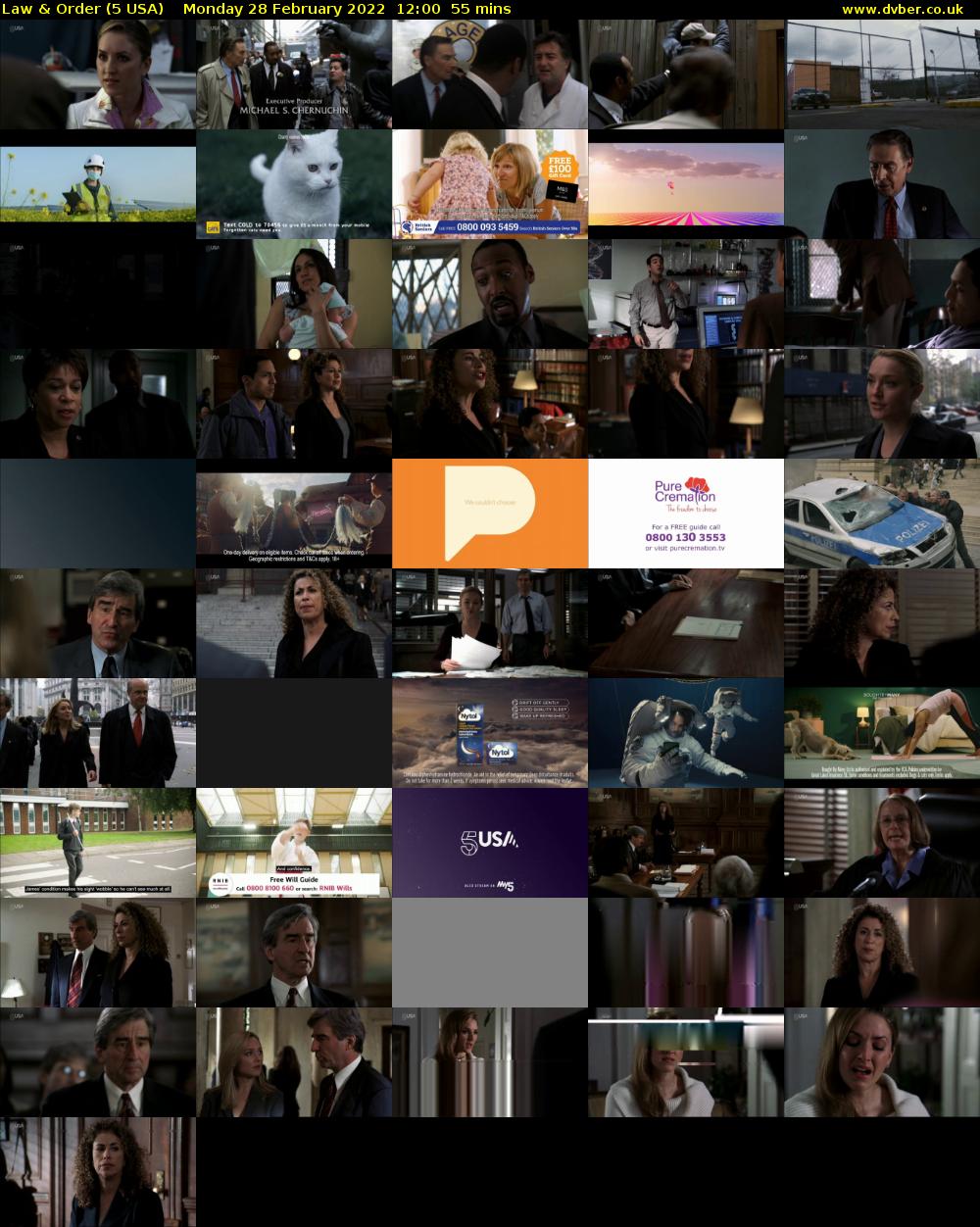 Law & Order (5 USA) Monday 28 February 2022 12:00 - 12:55