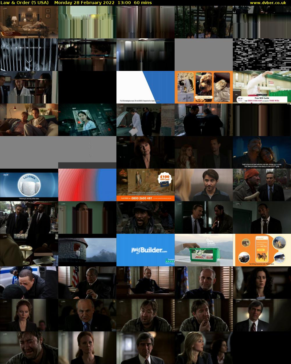 Law & Order (5 USA) Monday 28 February 2022 13:00 - 14:00