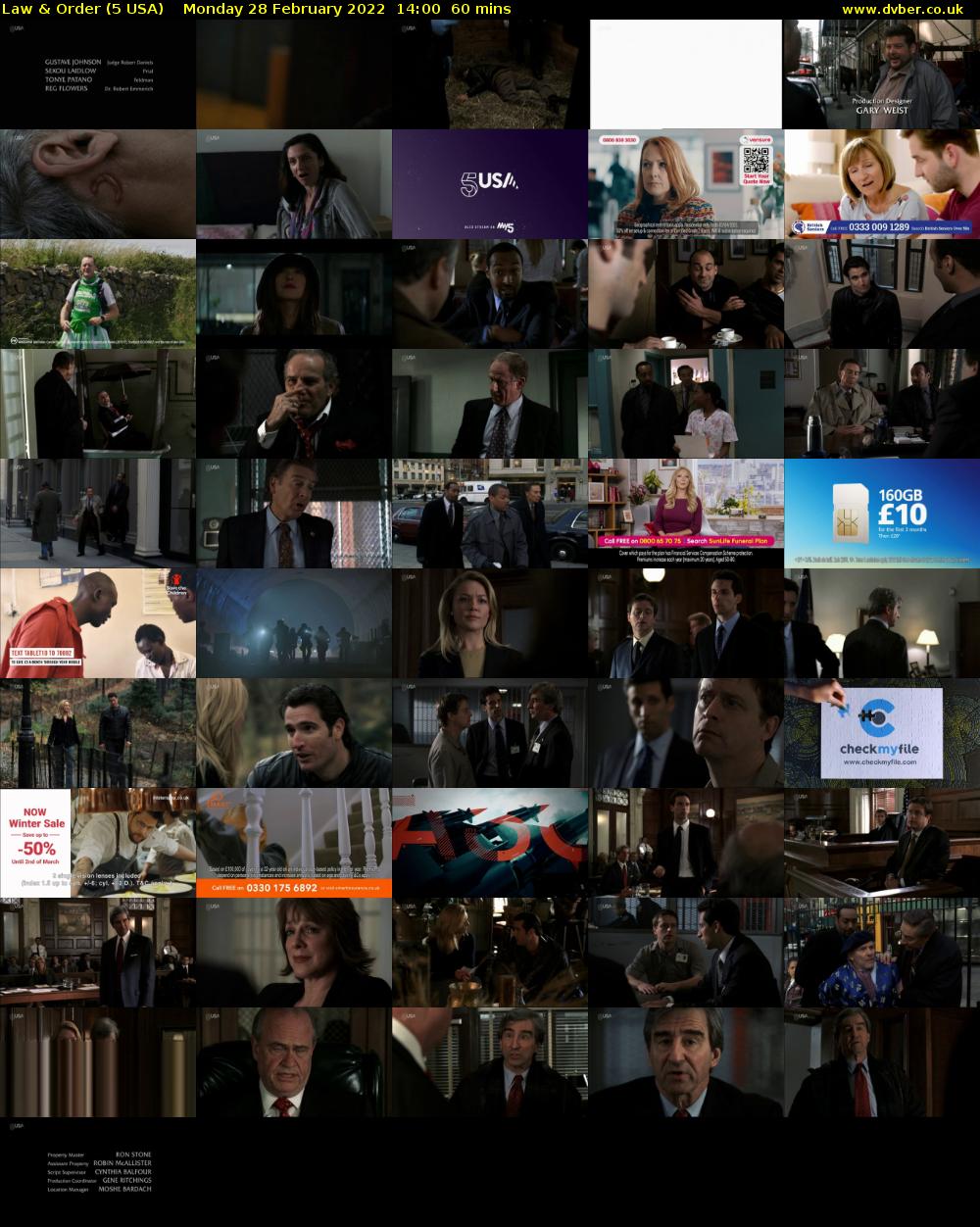 Law & Order (5 USA) Monday 28 February 2022 14:00 - 15:00