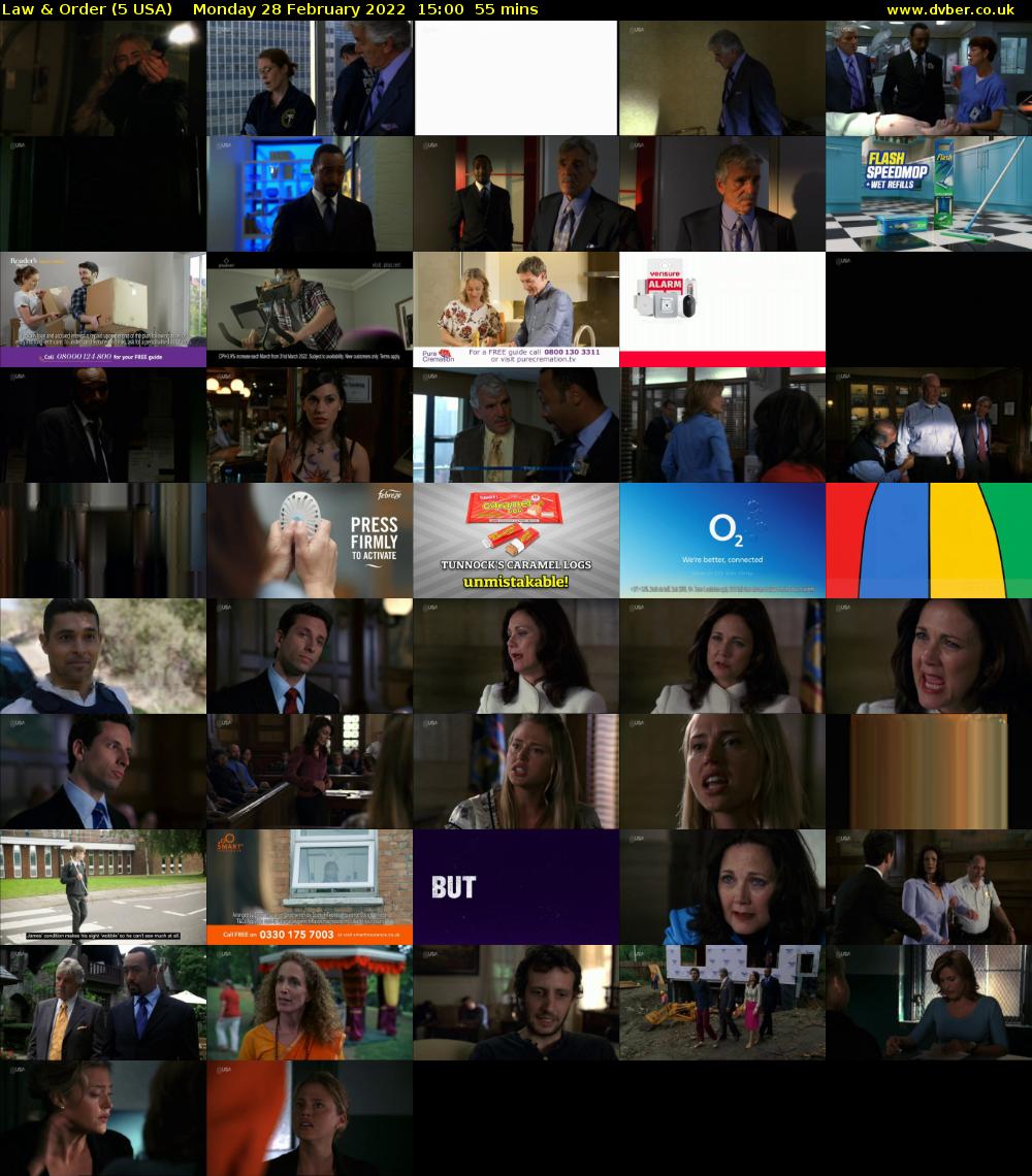 Law & Order (5 USA) Monday 28 February 2022 15:00 - 15:55