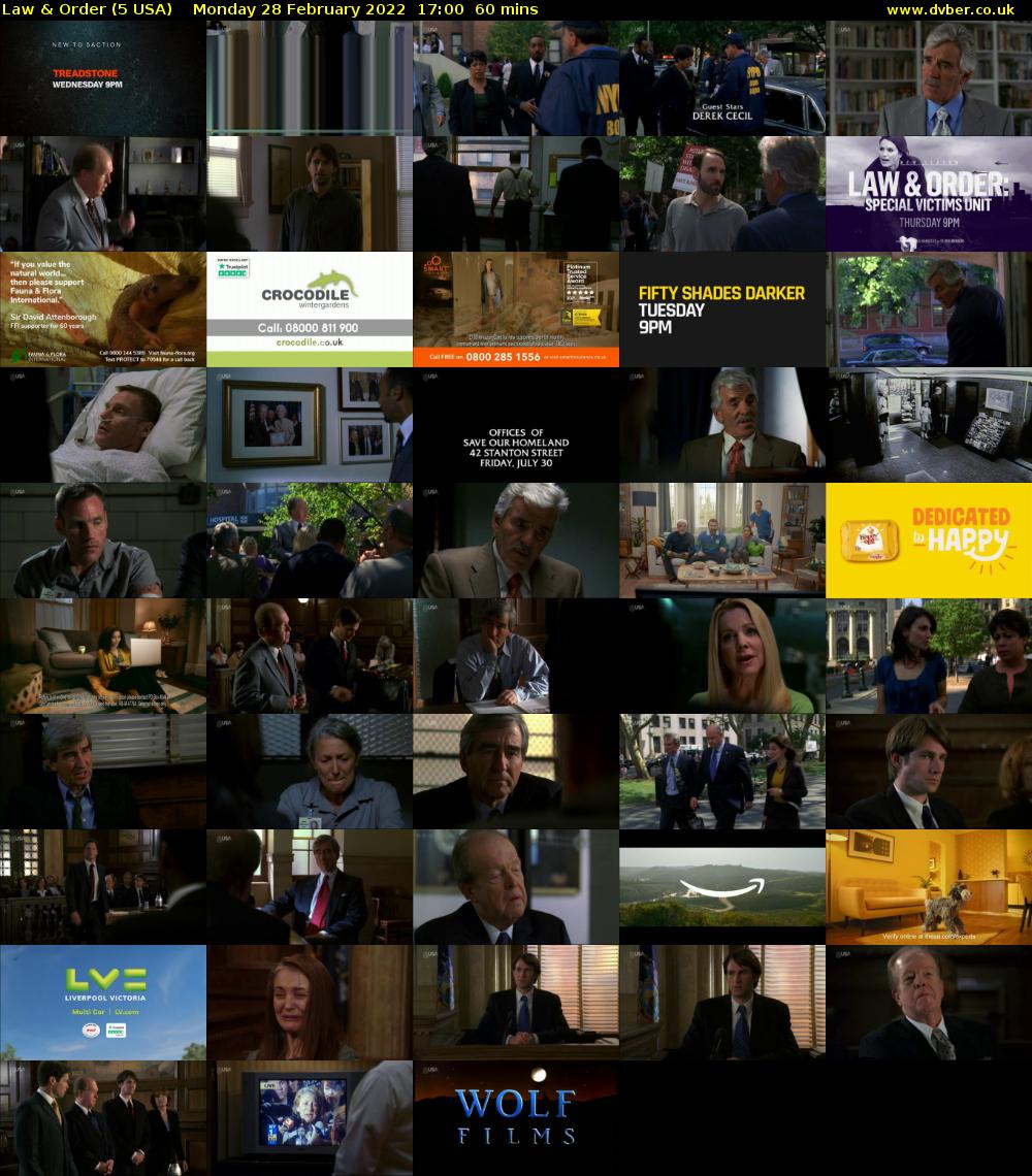 Law & Order (5 USA) Monday 28 February 2022 17:00 - 18:00