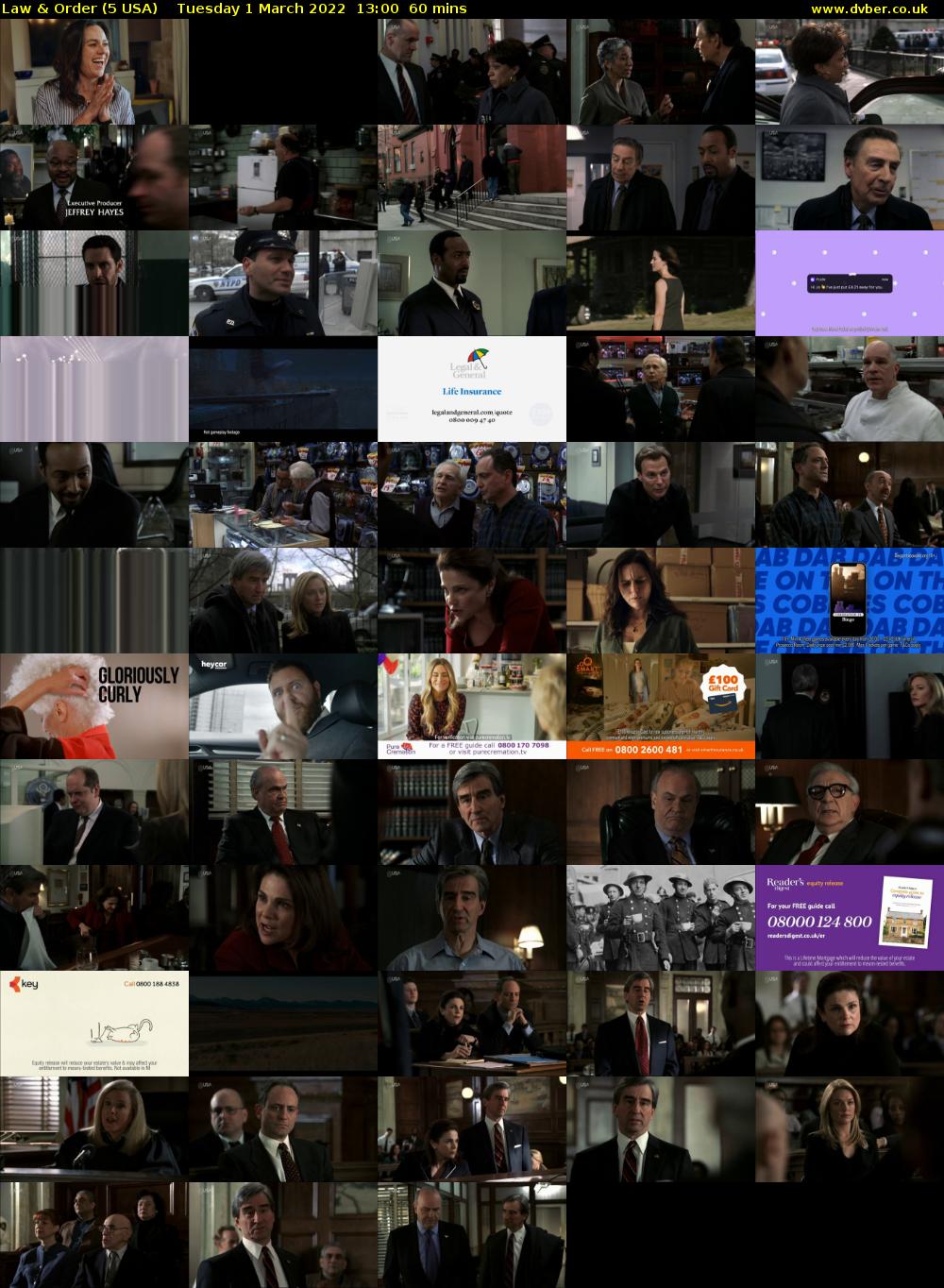 Law & Order (5 USA) Tuesday 1 March 2022 13:00 - 14:00