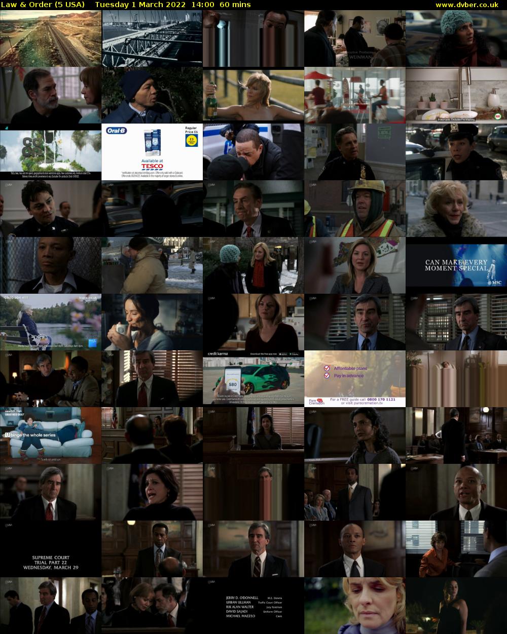 Law & Order (5 USA) Tuesday 1 March 2022 14:00 - 15:00