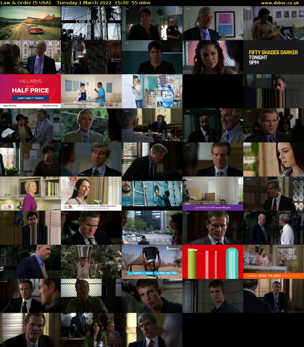 Law & Order (5 USA) Tuesday 1 March 2022 15:00 - 15:55