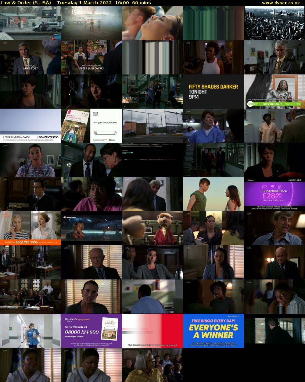 Law & Order (5 USA) Tuesday 1 March 2022 16:00 - 17:00
