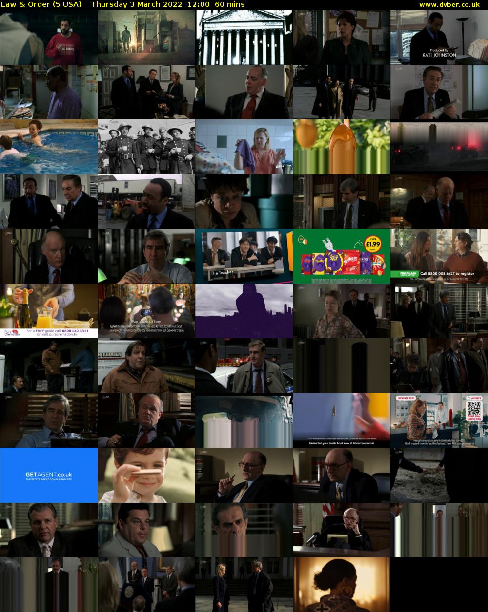 Law & Order (5 USA) Thursday 3 March 2022 12:00 - 13:00