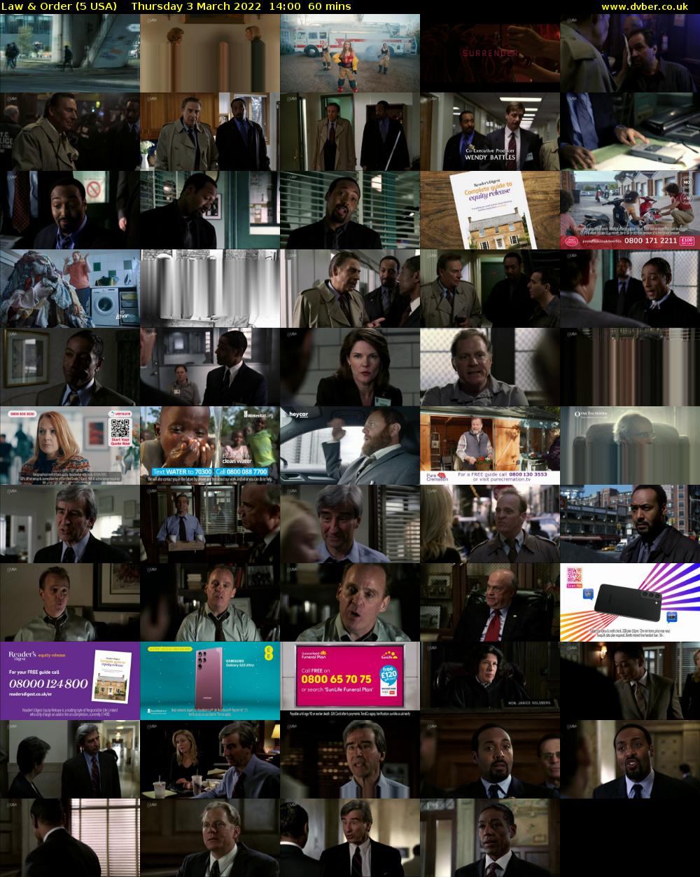 Law & Order (5 USA) Thursday 3 March 2022 14:00 - 15:00
