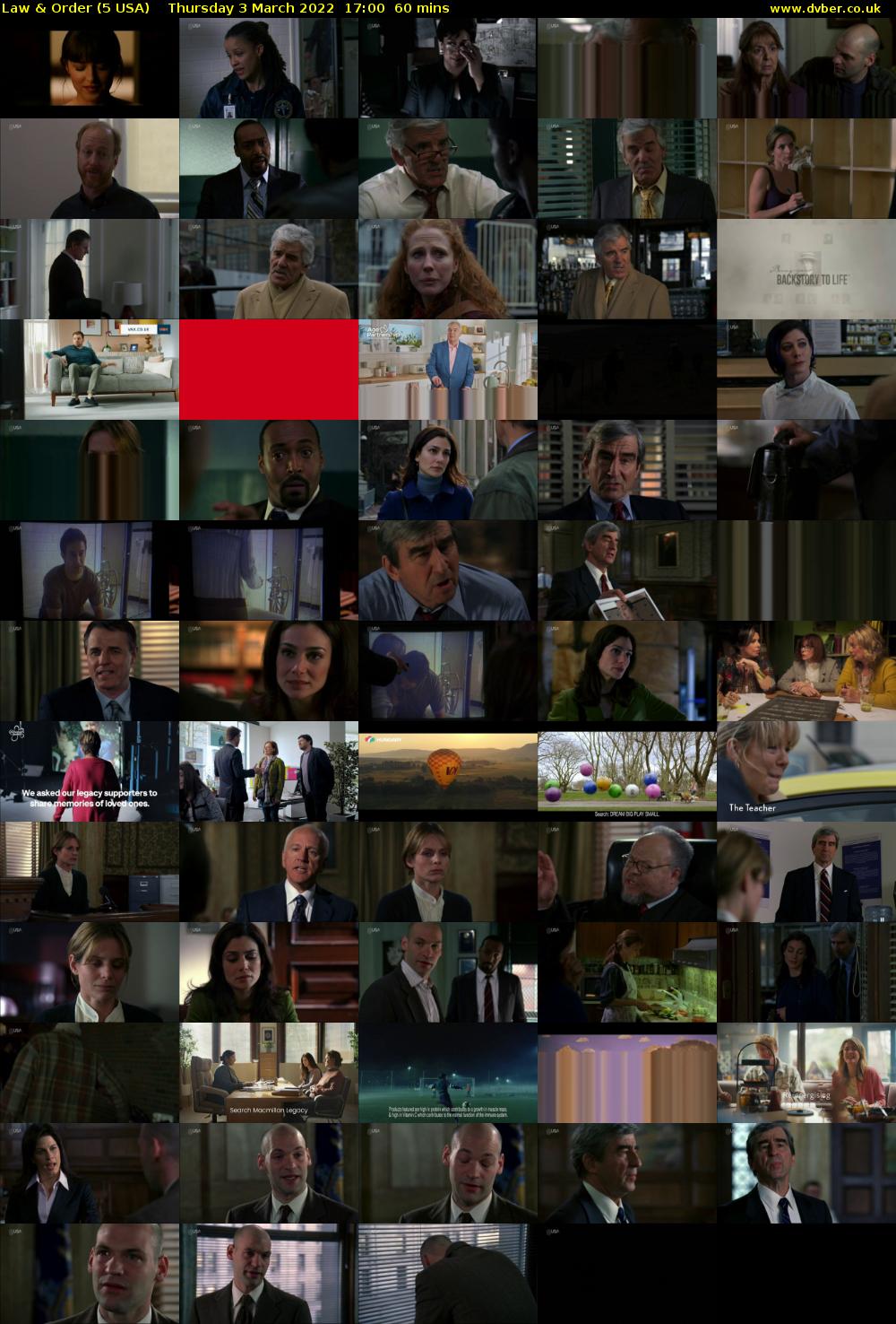 Law & Order (5 USA) Thursday 3 March 2022 17:00 - 18:00
