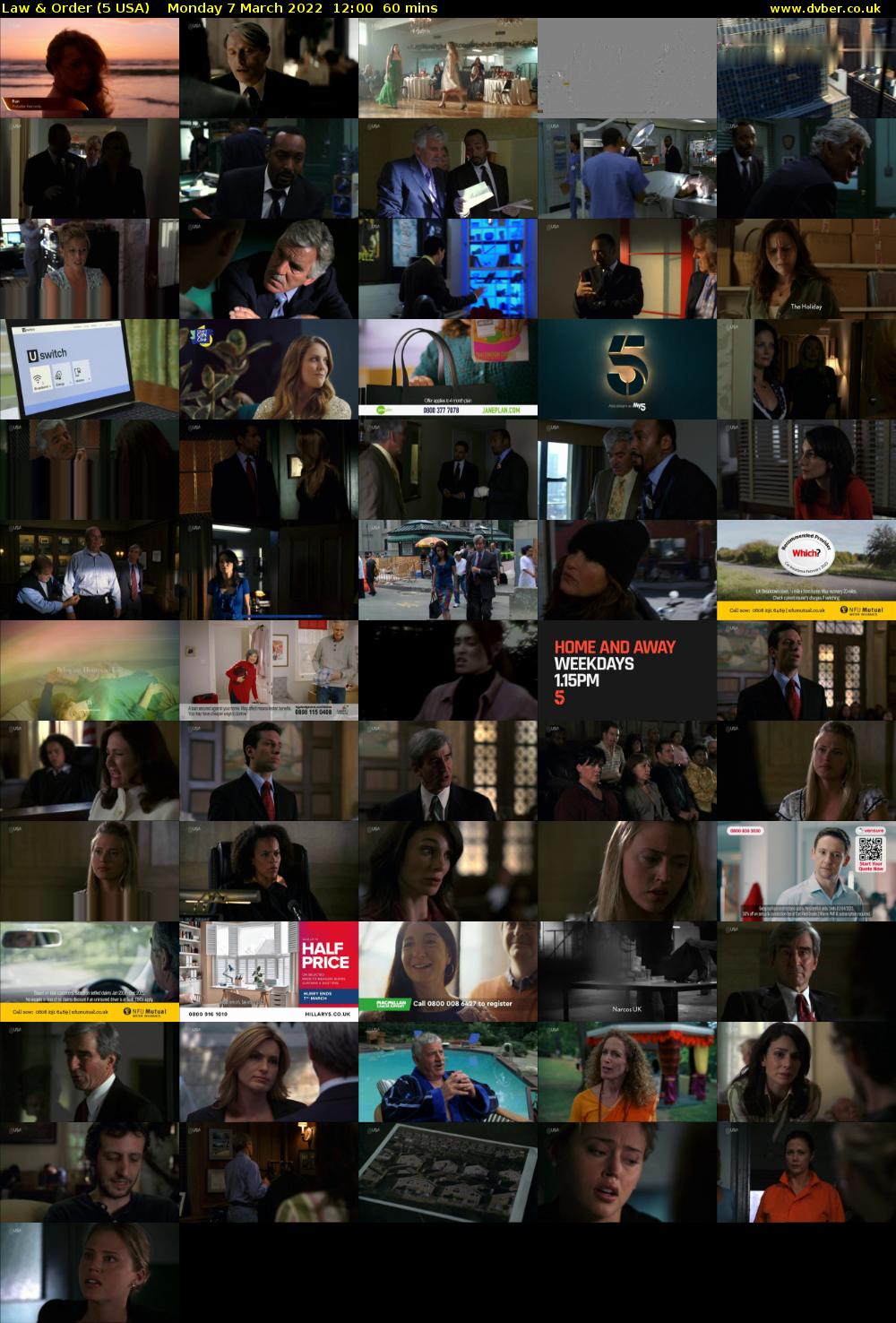 Law & Order (5 USA) Monday 7 March 2022 12:00 - 13:00