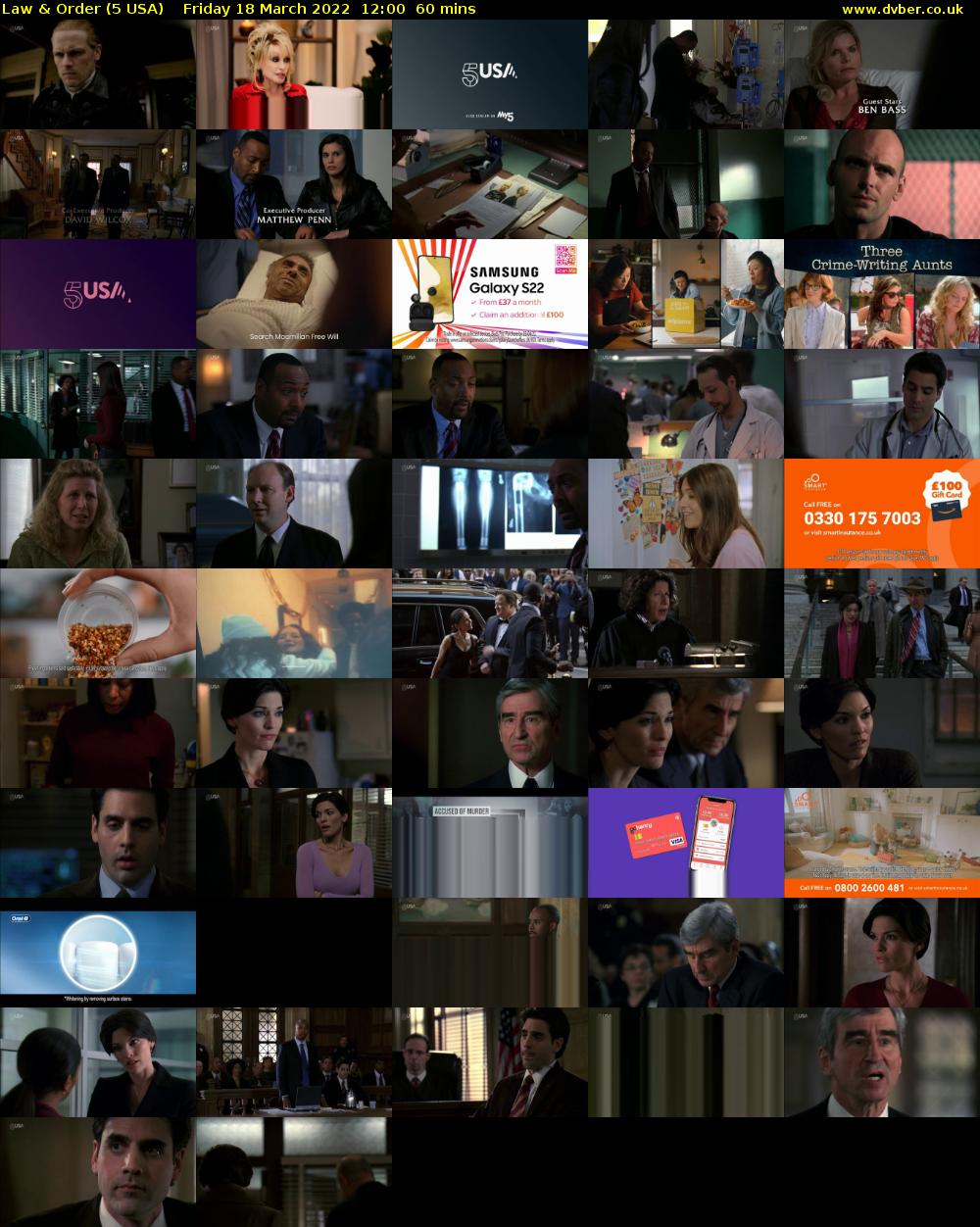 Law & Order (5 USA) Friday 18 March 2022 12:00 - 13:00