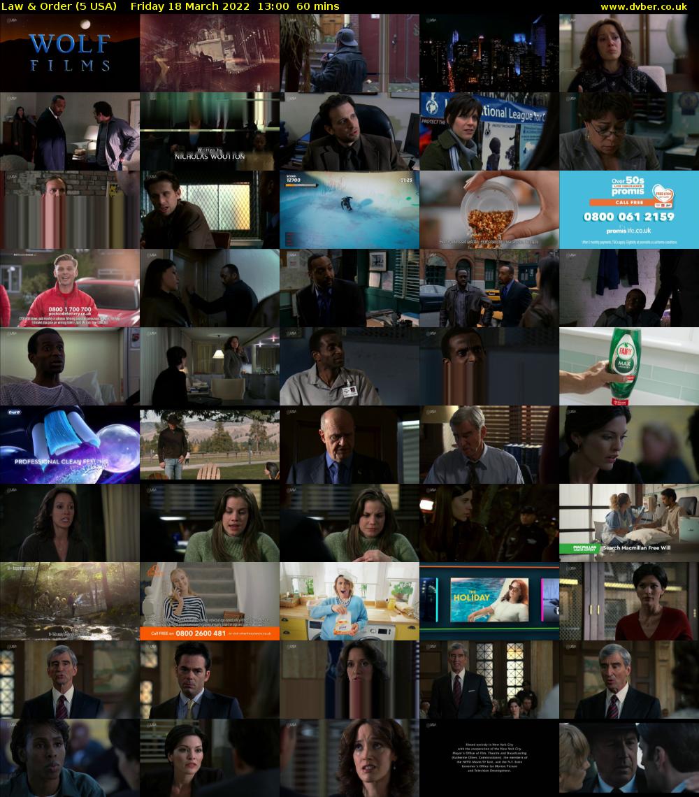 Law & Order (5 USA) Friday 18 March 2022 13:00 - 14:00
