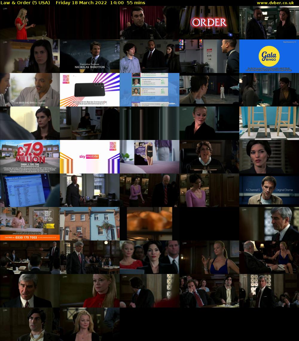 Law & Order (5 USA) Friday 18 March 2022 14:00 - 14:55