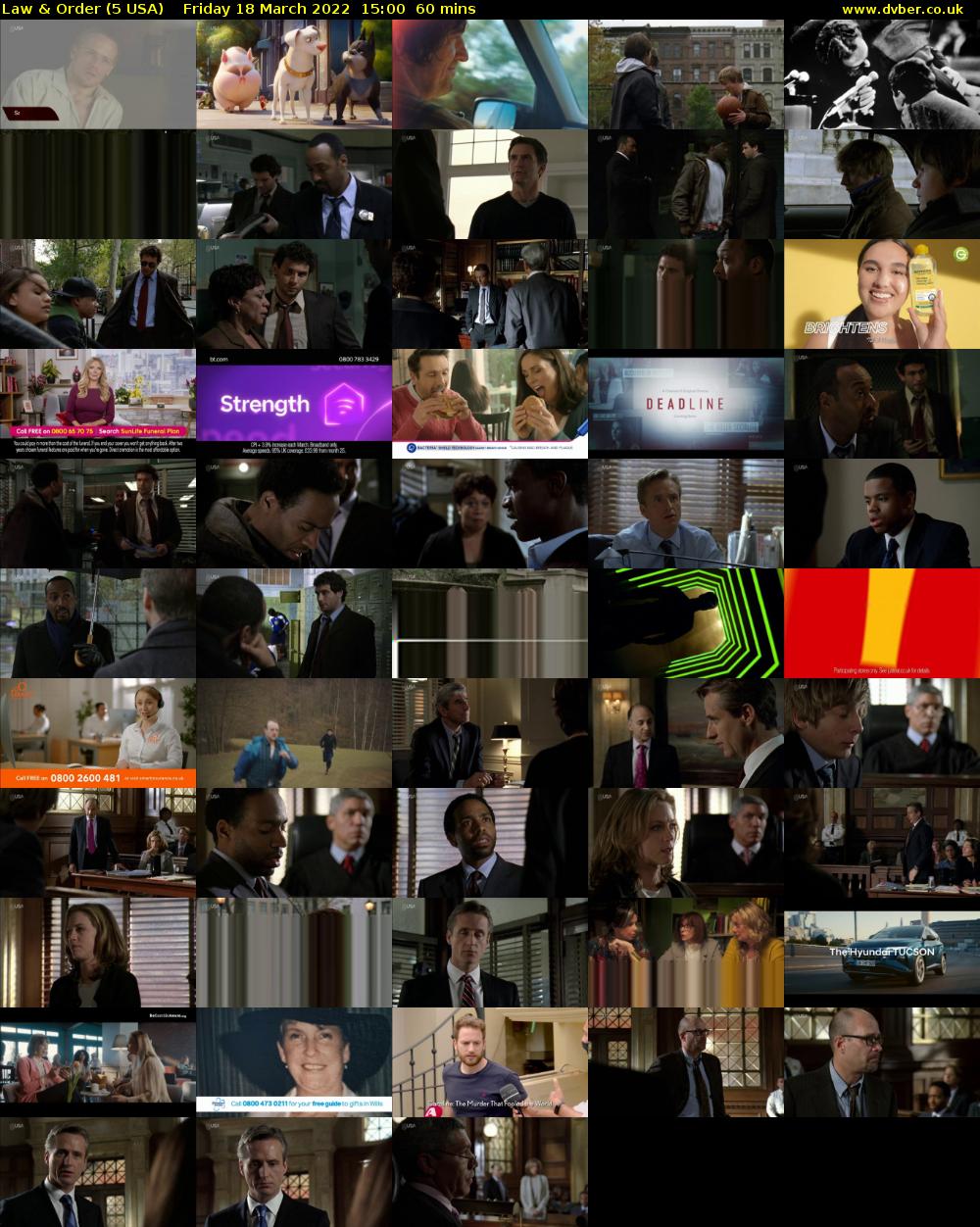 Law & Order (5 USA) Friday 18 March 2022 15:00 - 16:00
