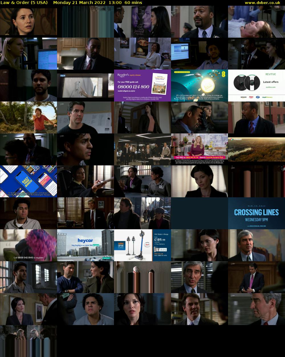 Law & Order (5 USA) Monday 21 March 2022 13:00 - 14:00