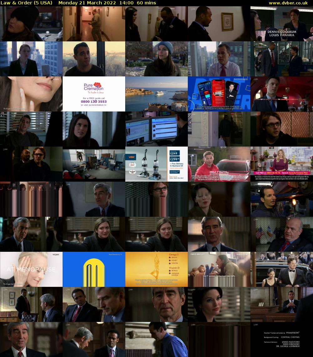 Law & Order (5 USA) Monday 21 March 2022 14:00 - 15:00