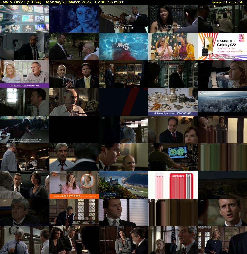 Law & Order (5 USA) Monday 21 March 2022 15:00 - 15:55