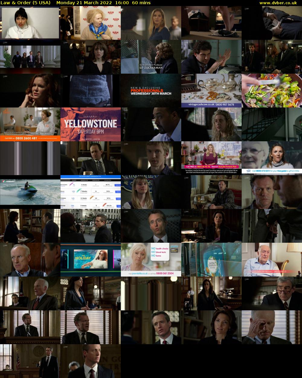 Law & Order (5 USA) Monday 21 March 2022 16:00 - 17:00