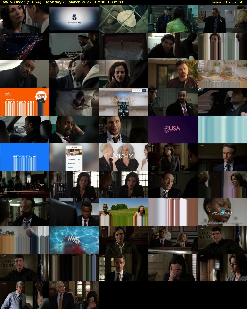 Law & Order (5 USA) Monday 21 March 2022 17:00 - 18:00