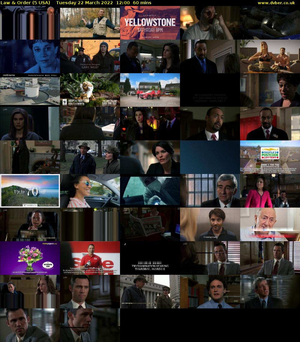 Law & Order (5 USA) Tuesday 22 March 2022 12:00 - 13:00