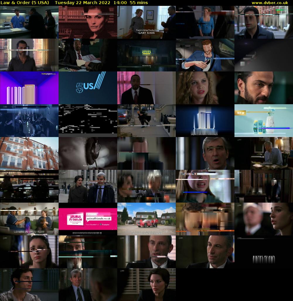 Law & Order (5 USA) Tuesday 22 March 2022 14:00 - 14:55