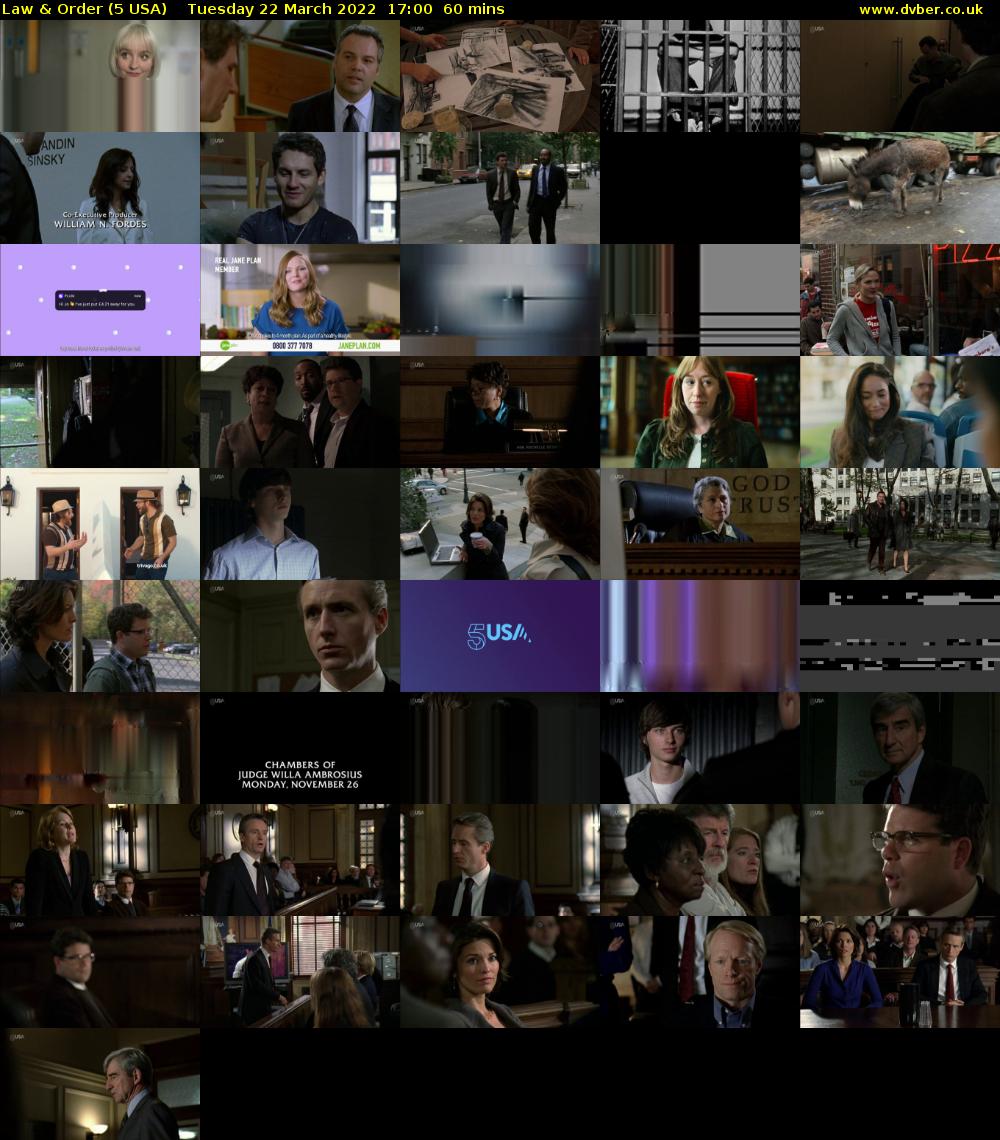 Law & Order (5 USA) Tuesday 22 March 2022 17:00 - 18:00