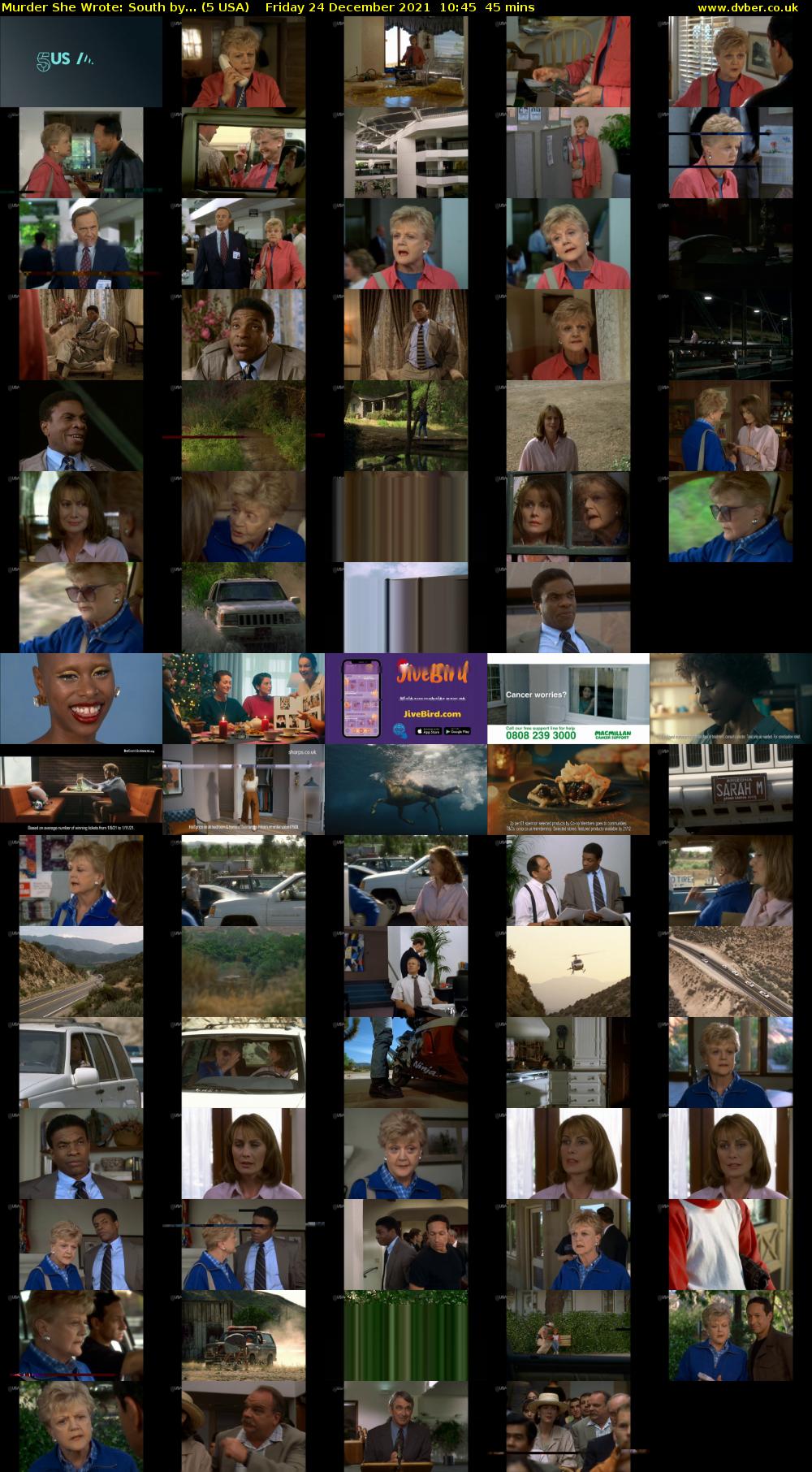 Murder She Wrote: South by... (5 USA) Friday 24 December 2021 10:45 - 11:30