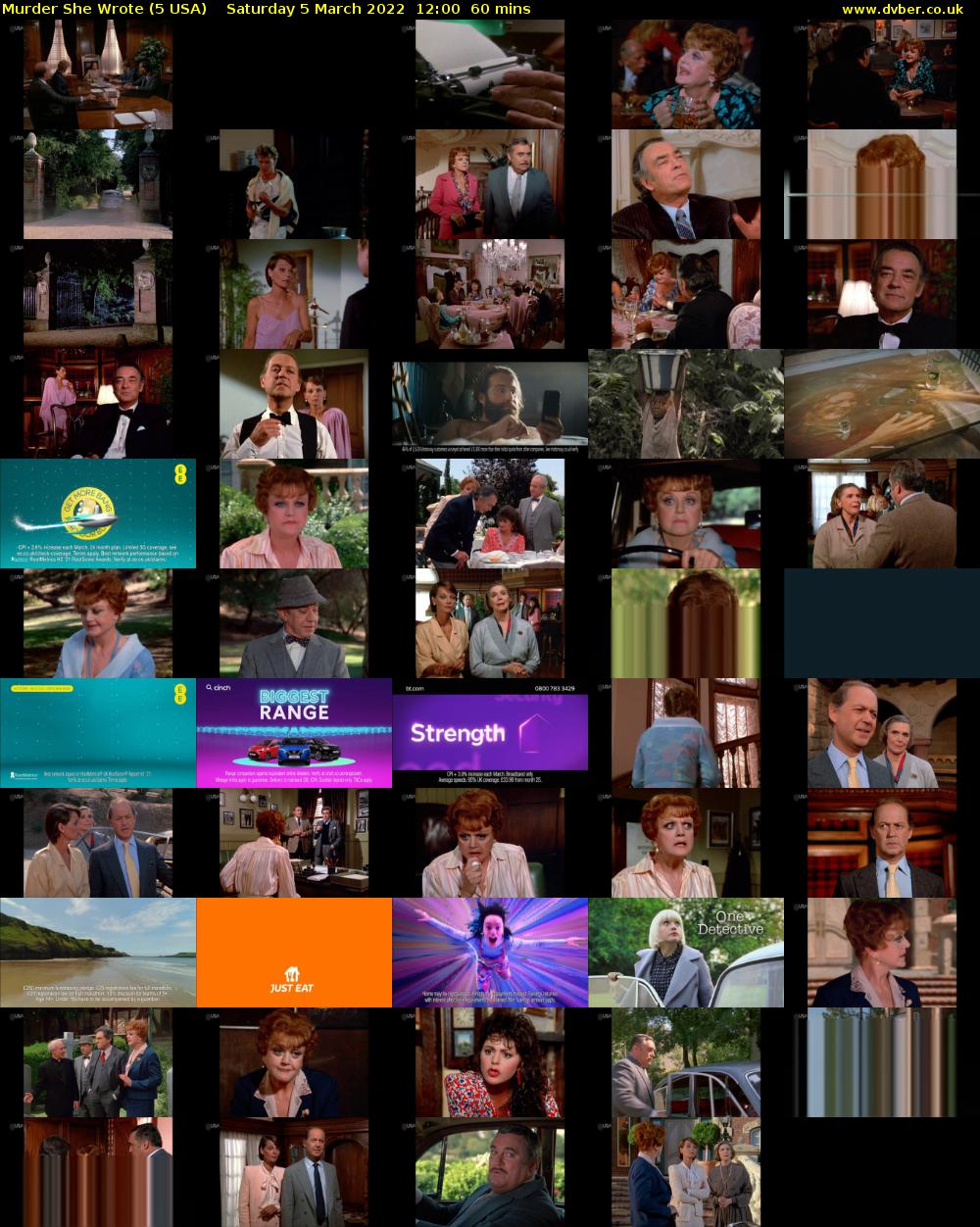 Murder She Wrote (5 USA) Saturday 5 March 2022 12:00 - 13:00