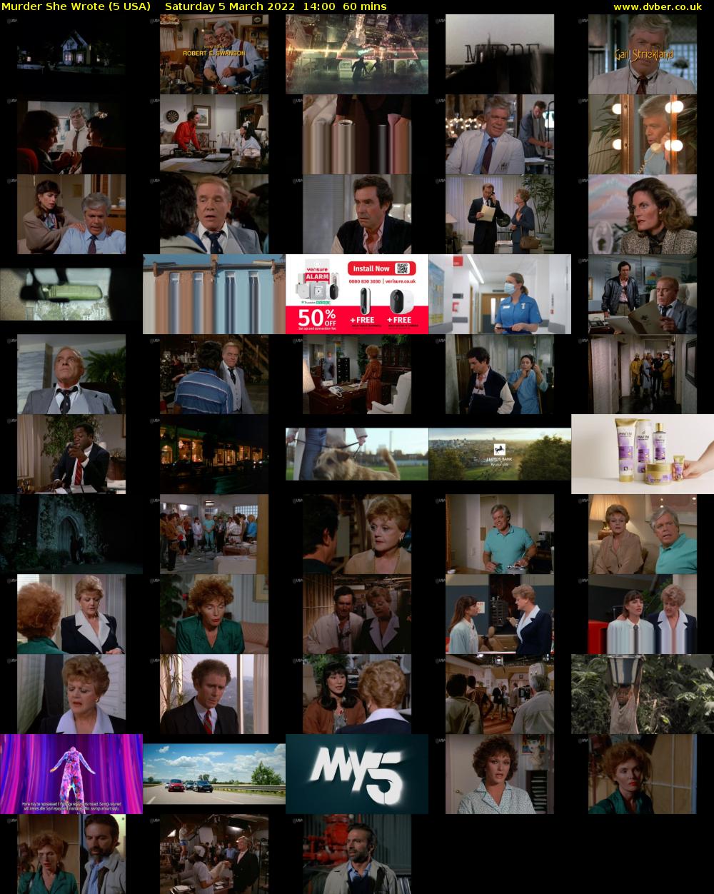 Murder She Wrote (5 USA) Saturday 5 March 2022 14:00 - 15:00