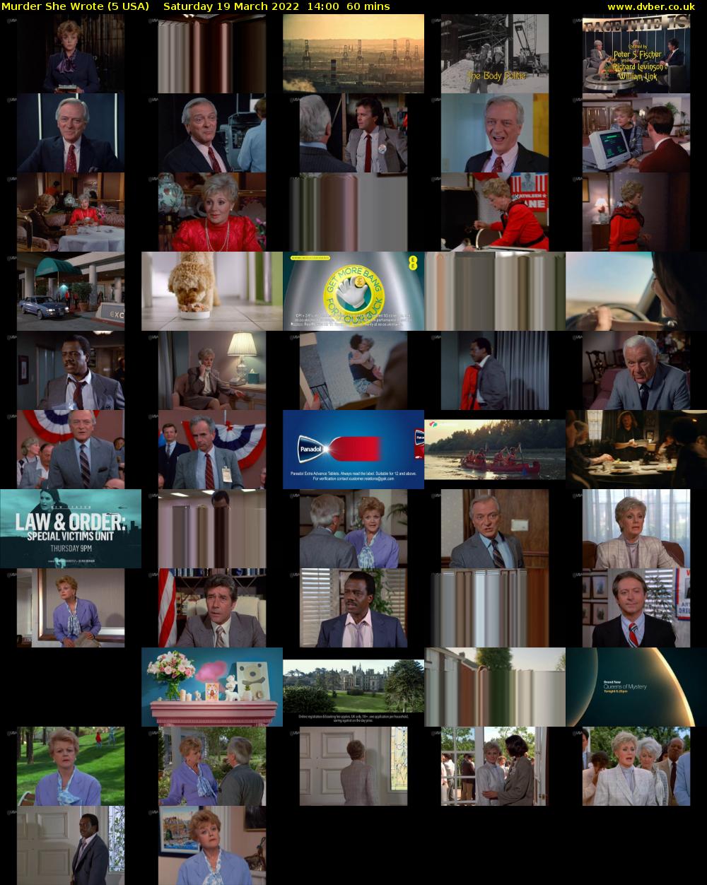 Murder She Wrote (5 USA) Saturday 19 March 2022 14:00 - 15:00