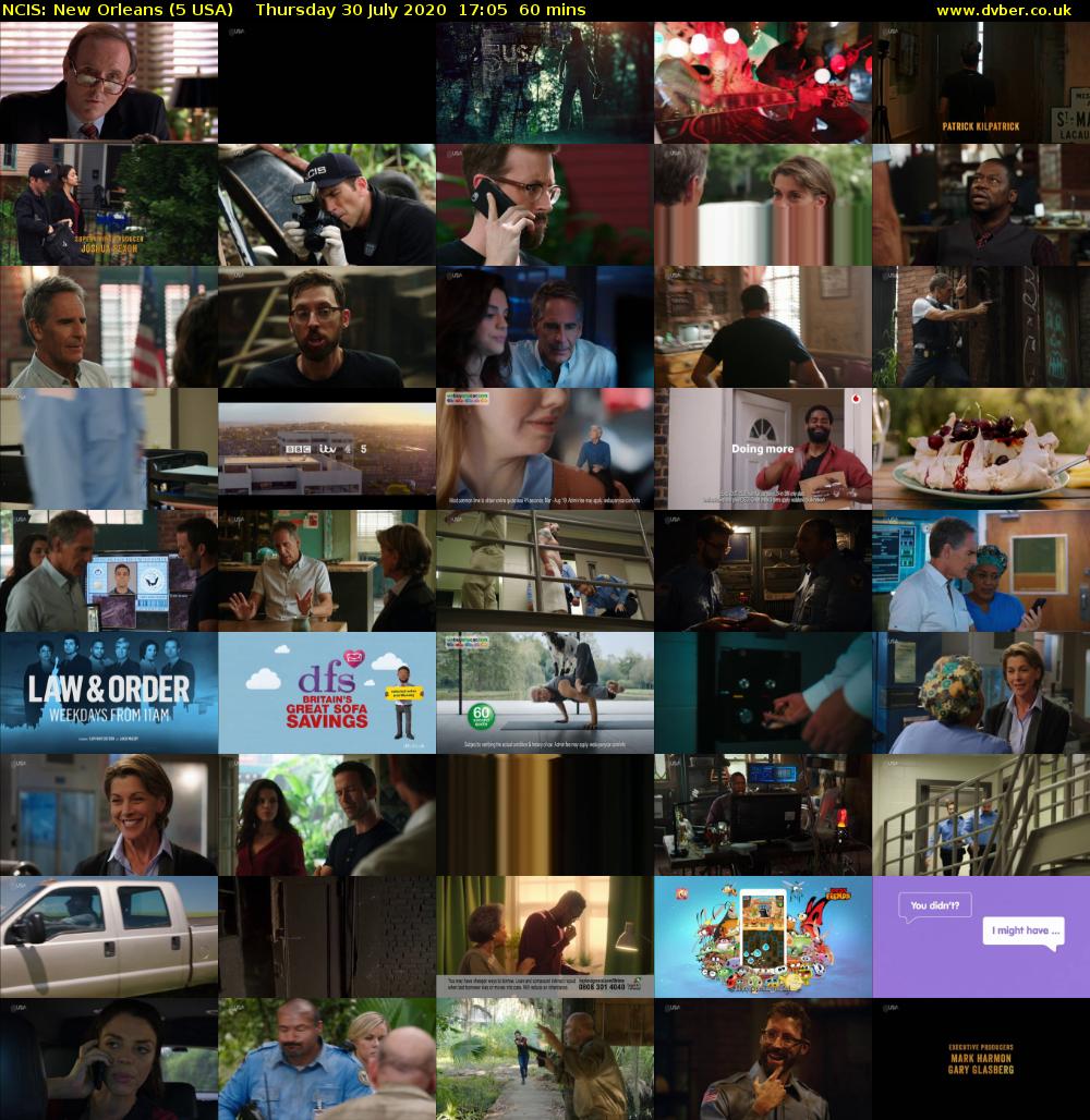 NCIS: New Orleans (5 USA) Thursday 30 July 2020 17:05 - 18:05