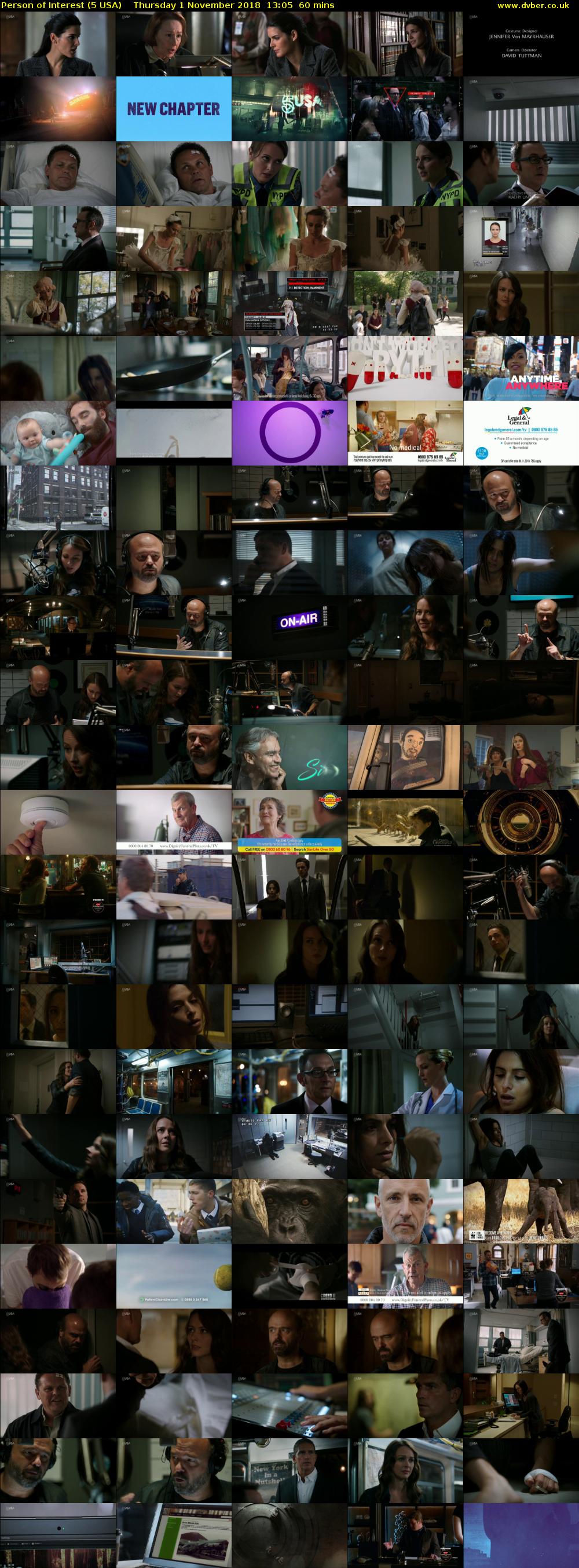 Person of Interest (5 USA) Thursday 1 November 2018 13:05 - 14:05