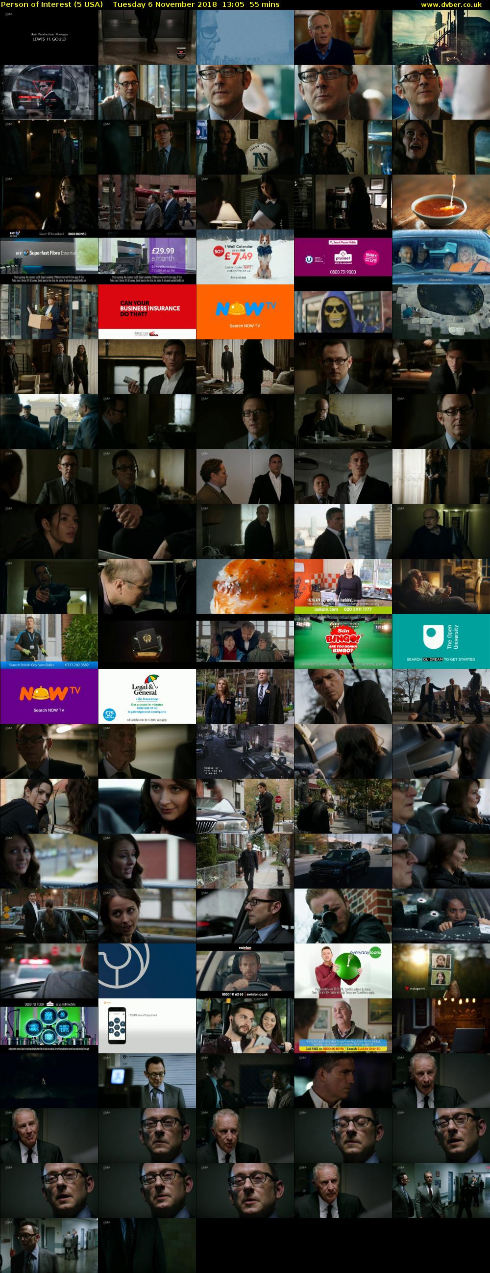 Person of Interest (5 USA) Tuesday 6 November 2018 13:05 - 14:00