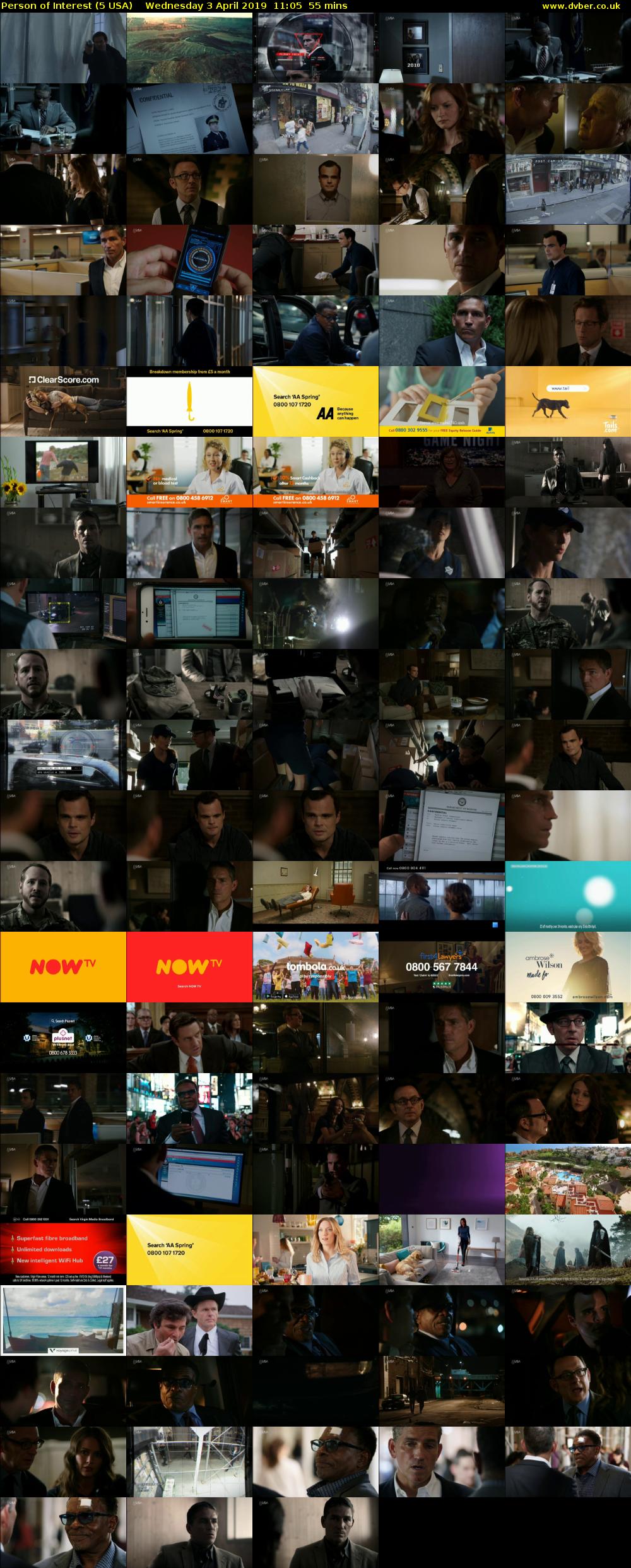 Person of Interest (5 USA) Wednesday 3 April 2019 11:05 - 12:00