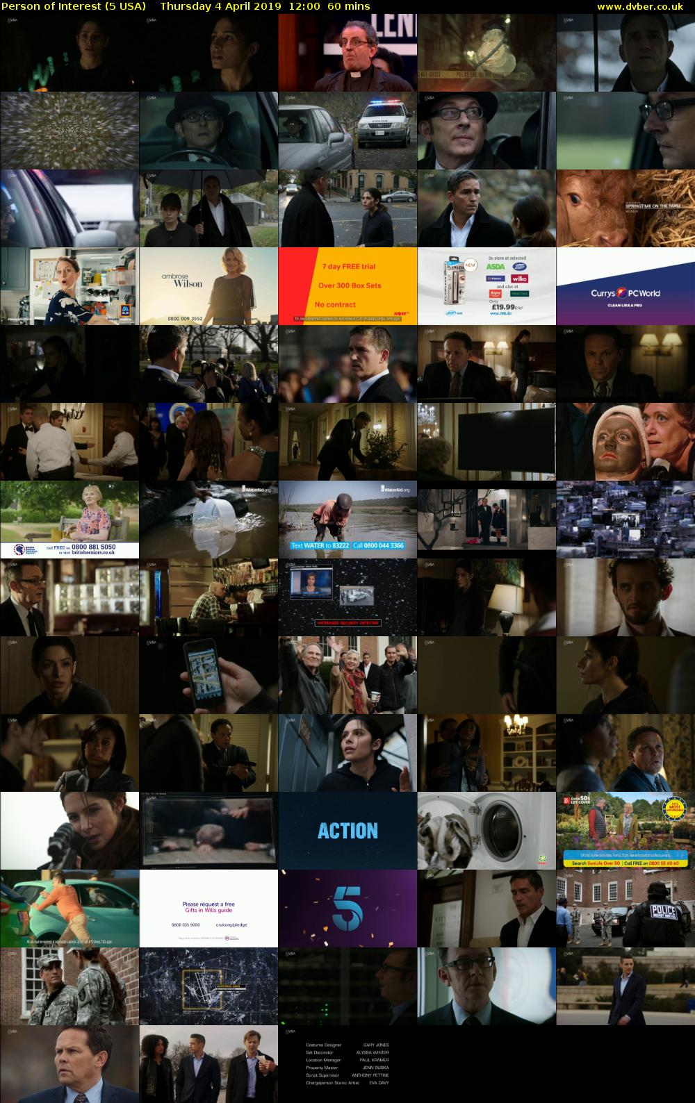 Person of Interest (5 USA) Thursday 4 April 2019 12:00 - 13:00