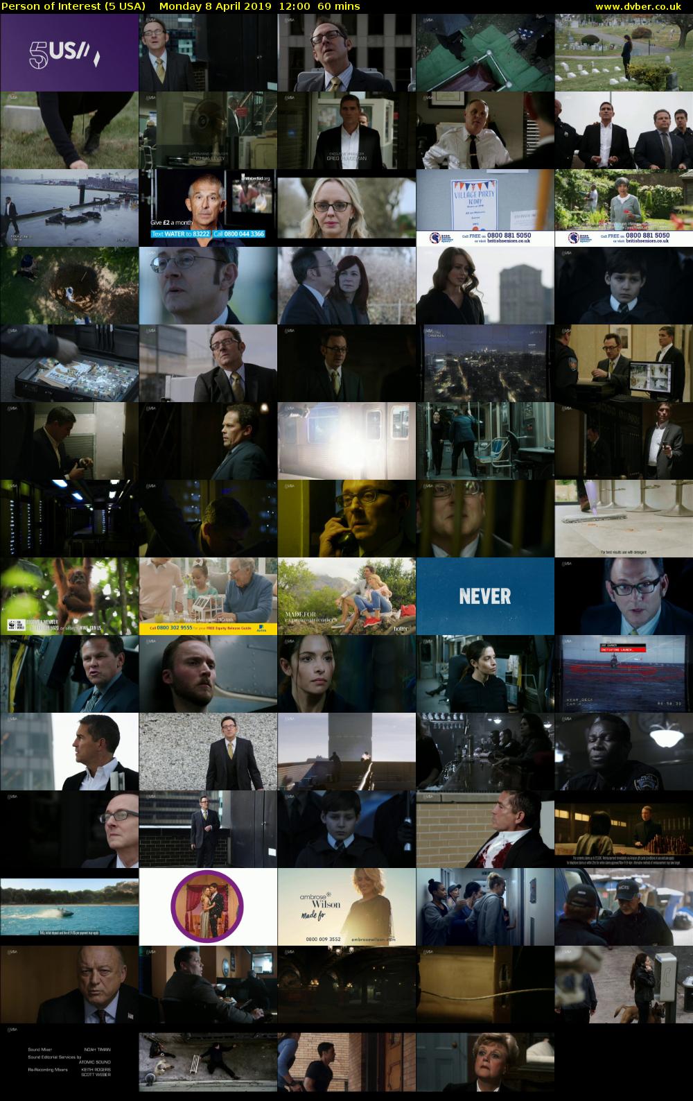 Person of Interest (5 USA) Monday 8 April 2019 12:00 - 13:00
