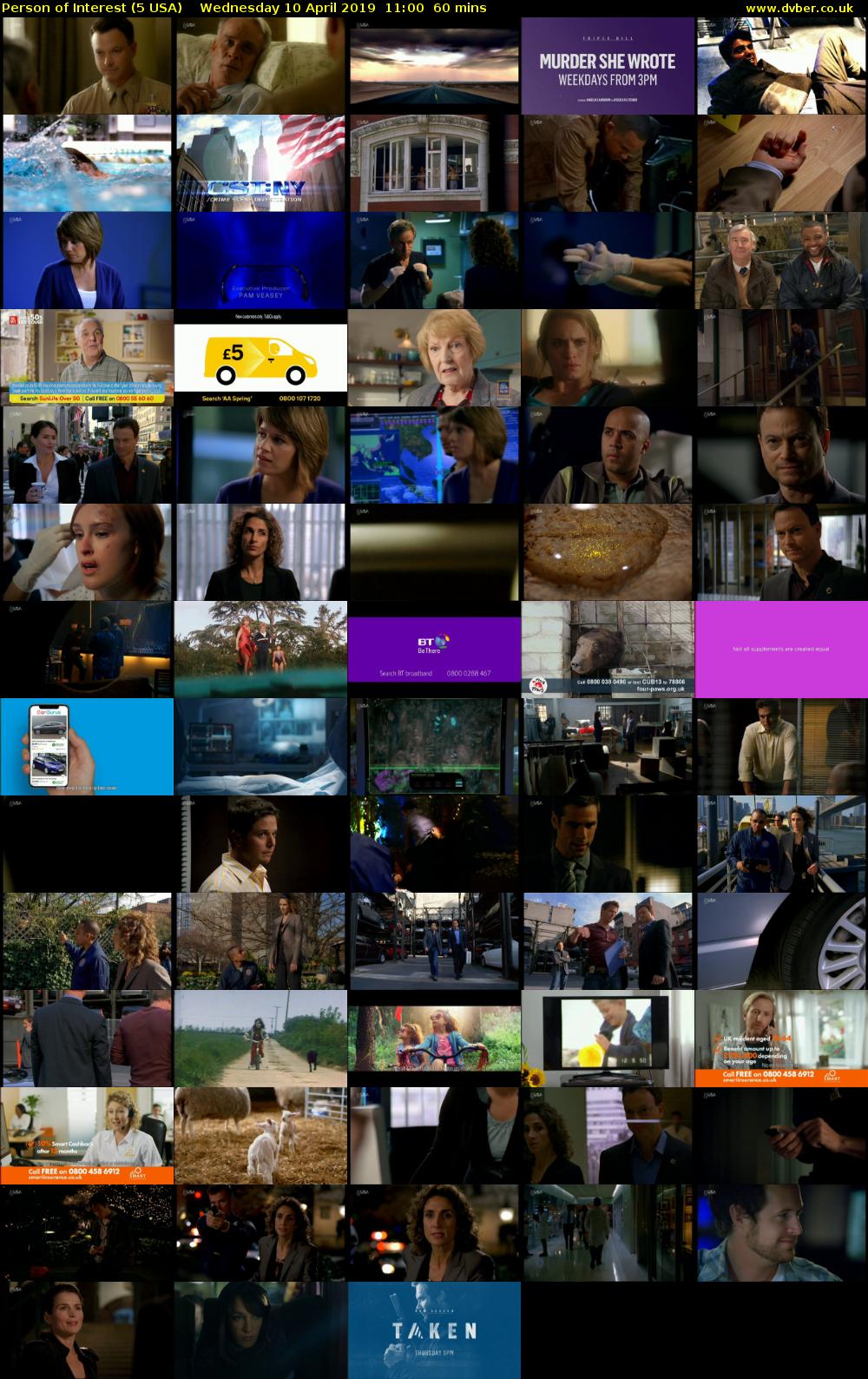 Person of Interest (5 USA) Wednesday 10 April 2019 11:00 - 12:00