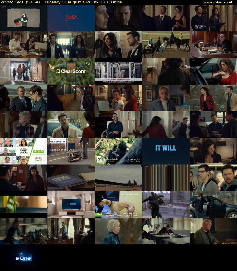 Private Eyes  (5 USA) Tuesday 11 August 2020 09:10 - 10:10
