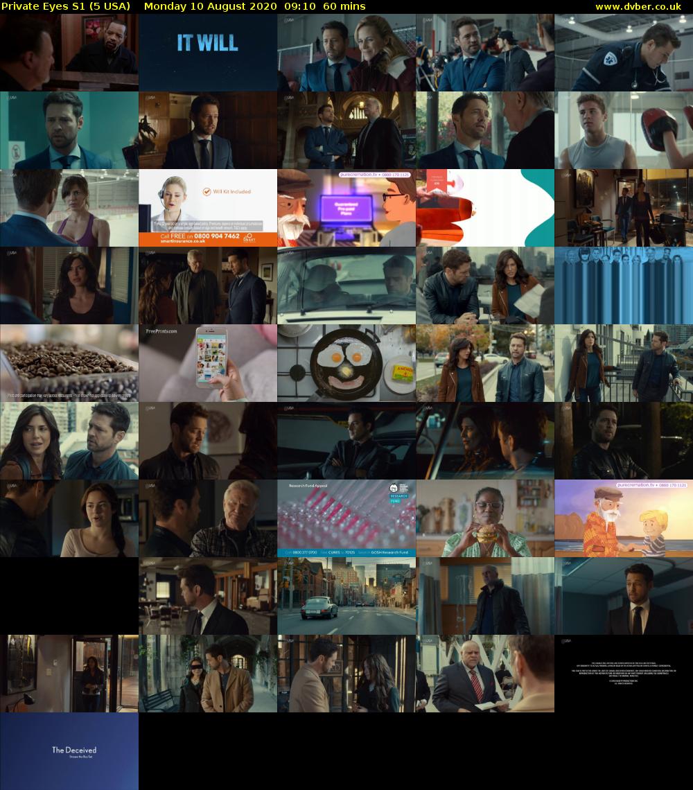 Private Eyes S1 (5 USA) Monday 10 August 2020 09:10 - 10:10
