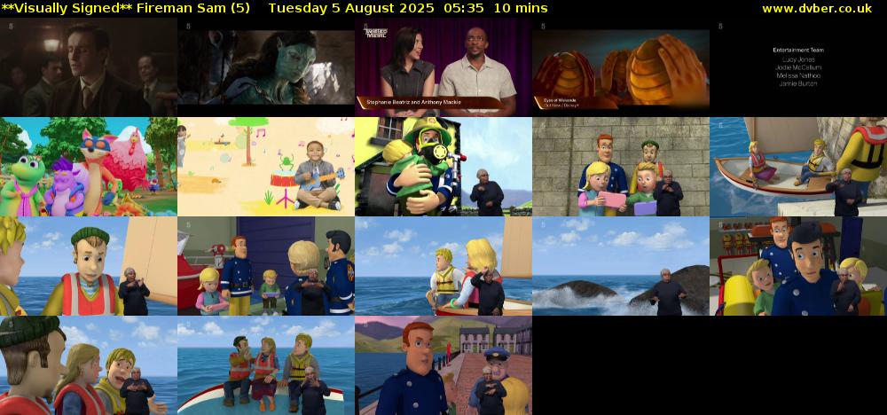 **Visually Signed** Fireman Sam (5) Tuesday 5 August 2025 05:35 - 05:45