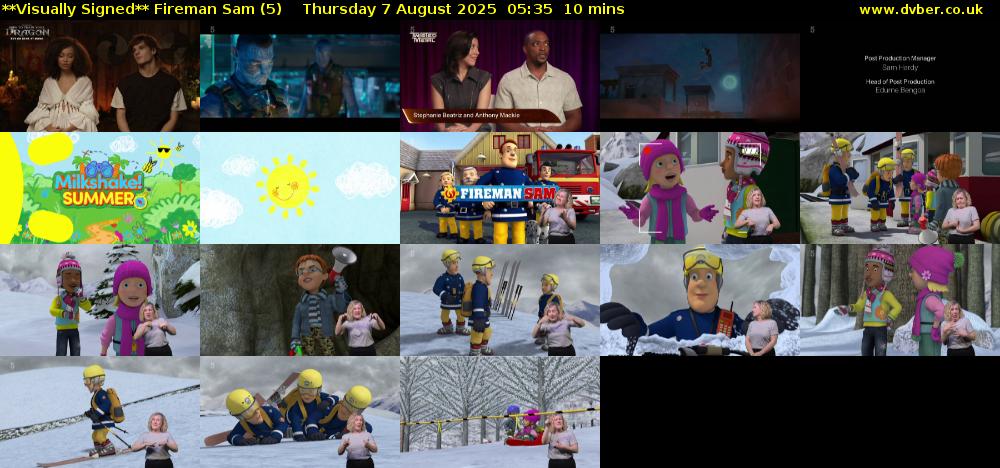 **Visually Signed** Fireman Sam (5) Thursday 7 August 2025 05:35 - 05:45