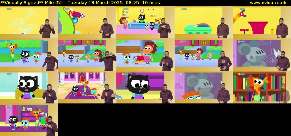 **Visually Signed** Milo (5) Tuesday 18 March 2025 08:25 - 08:35