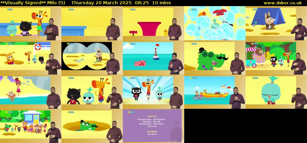 **Visually Signed** Milo (5) Thursday 20 March 2025 08:25 - 08:35