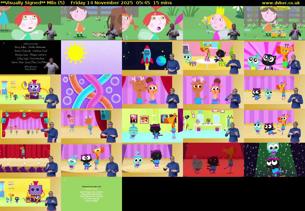 **Visually Signed** Milo (5) Friday 14 November 2025 05:45 - 06:00
