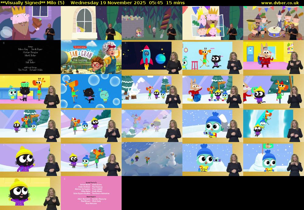 **Visually Signed** Milo (5) Wednesday 19 November 2025 05:45 - 06:00