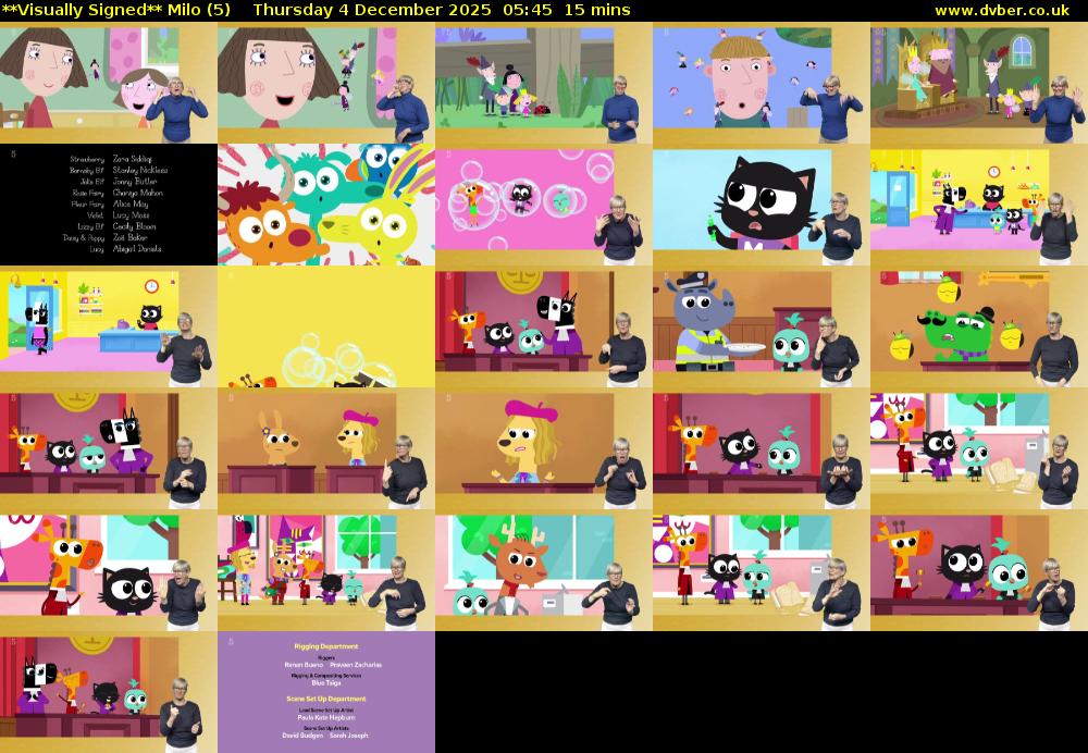 **Visually Signed** Milo (5) Thursday 4 December 2025 05:45 - 06:00