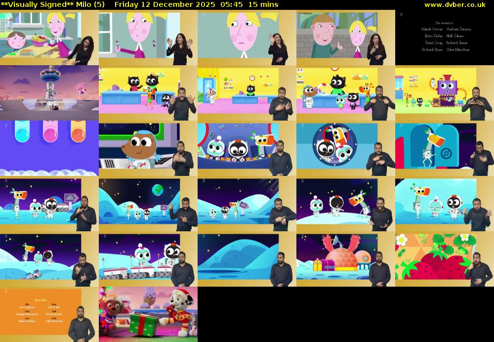 **Visually Signed** Milo (5) Friday 12 December 2025 05:45 - 06:00